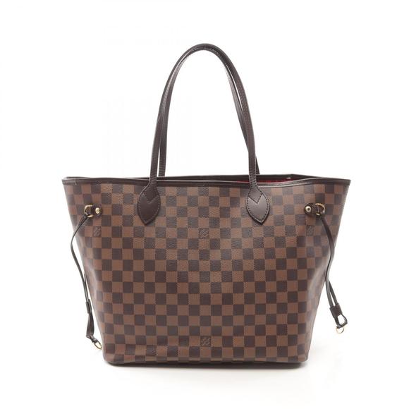 Louis Vuitton Neverfull Tote Bag Leather Damier Brown - Picture 1 of 7
